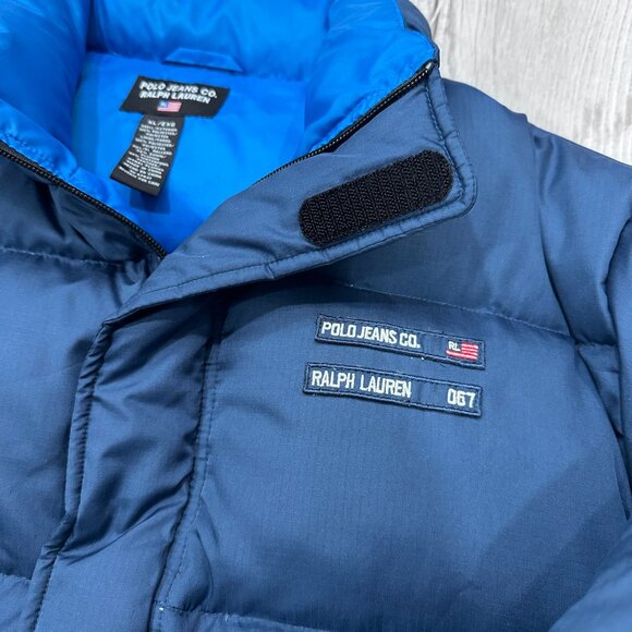 Ralph Lauren Puffer Jacket Mens Size XL Blue Full Zip Down Plumon Polo Jeans Co - Picture 3 of 9